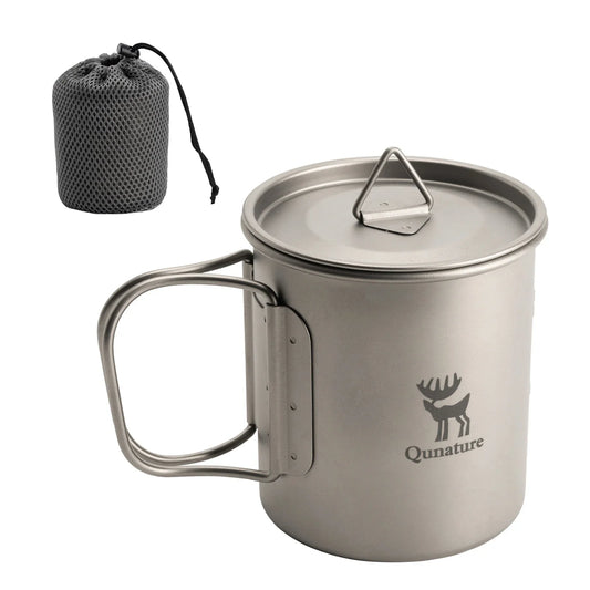 Pure Titanium Folding Mug Lightweight Durable with Lid for Outdoor Camping