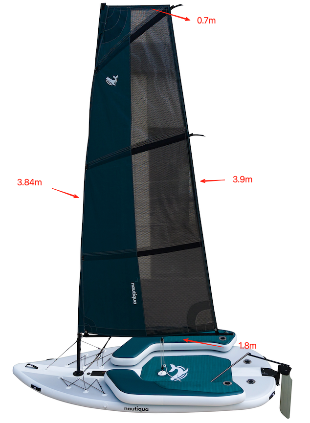 Sailboat with measurement labels on a white background