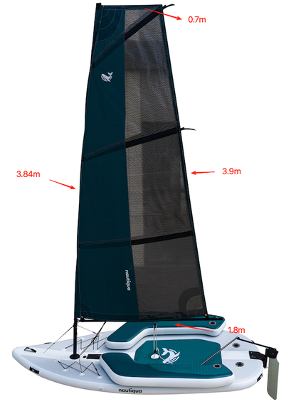 Sailboat with measurement labels on a white background