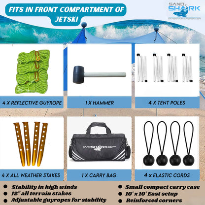Large Pop Up Beach Tent for Outdoors: Water-Resistant, Portable Sunshade, Fits in a Duffle Bag