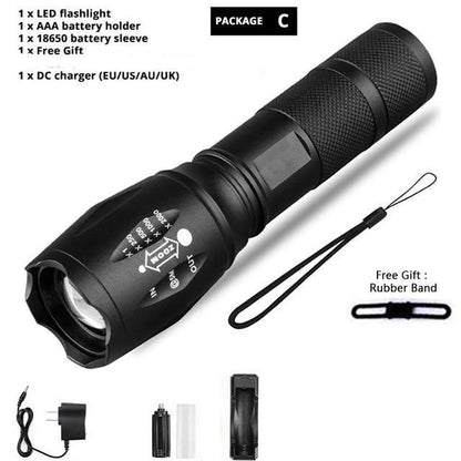 Waterproof Z45 Led Flashlight Ultra Bright Waterproof MINI Torch T6/L2/V6 zoomable 5 Modes 18650 rechargeable Battery for camping tactica Led Mini Water-Resistant Torch Light For Indoor & Outdoor Camping Hiking Accessories Gear