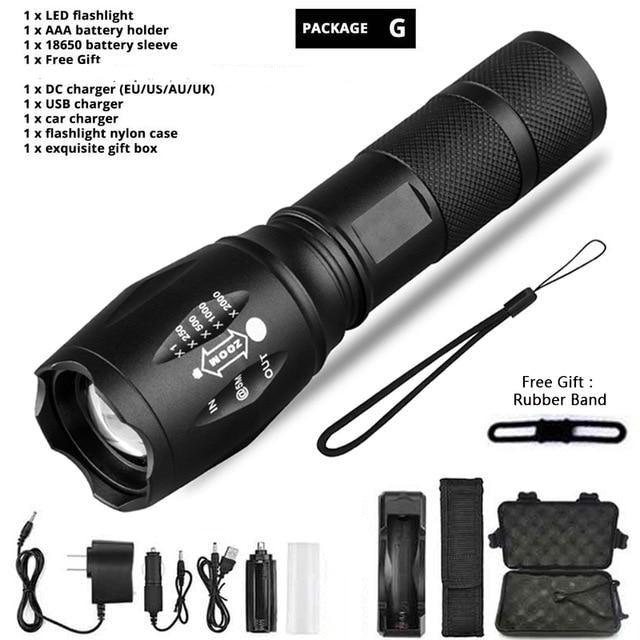 Waterproof Z45 Led Flashlight Ultra Bright Waterproof MINI Torch T6/L2/V6 zoomable 5 Modes 18650 rechargeable Battery for camping tactica Led Mini Water-Resistant Torch Light For Indoor & Outdoor Camping Hiking Accessories Gear