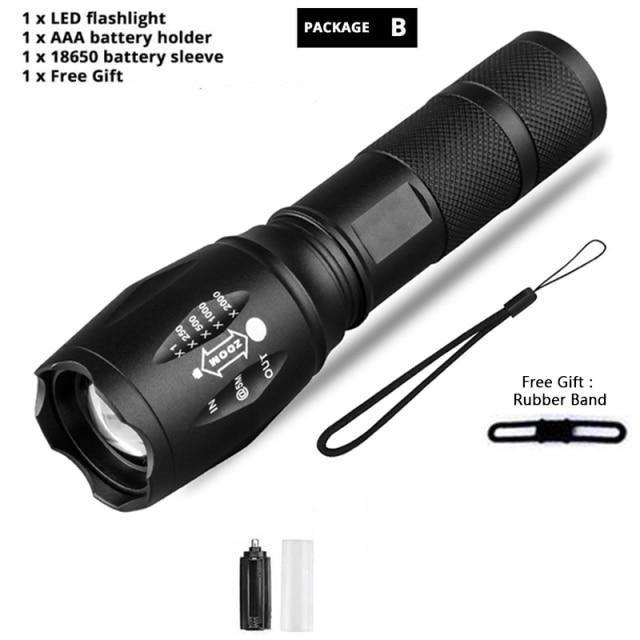 Waterproof Z45 Led Flashlight Ultra Bright Waterproof MINI Torch T6/L2/V6 zoomable 5 Modes 18650 rechargeable Battery for camping tactica Led Mini Water-Resistant Torch Light For Indoor & Outdoor Camping Hiking Accessories Gear