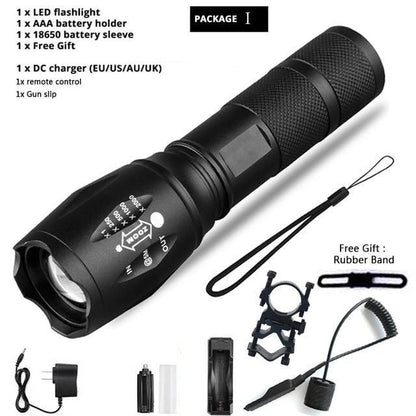 Waterproof Z45 Led Flashlight Ultra Bright Waterproof MINI Torch T6/L2/V6 zoomable 5 Modes 18650 rechargeable Battery for camping tactica Led Mini Water-Resistant Torch Light For Indoor & Outdoor Camping Hiking Accessories Gear