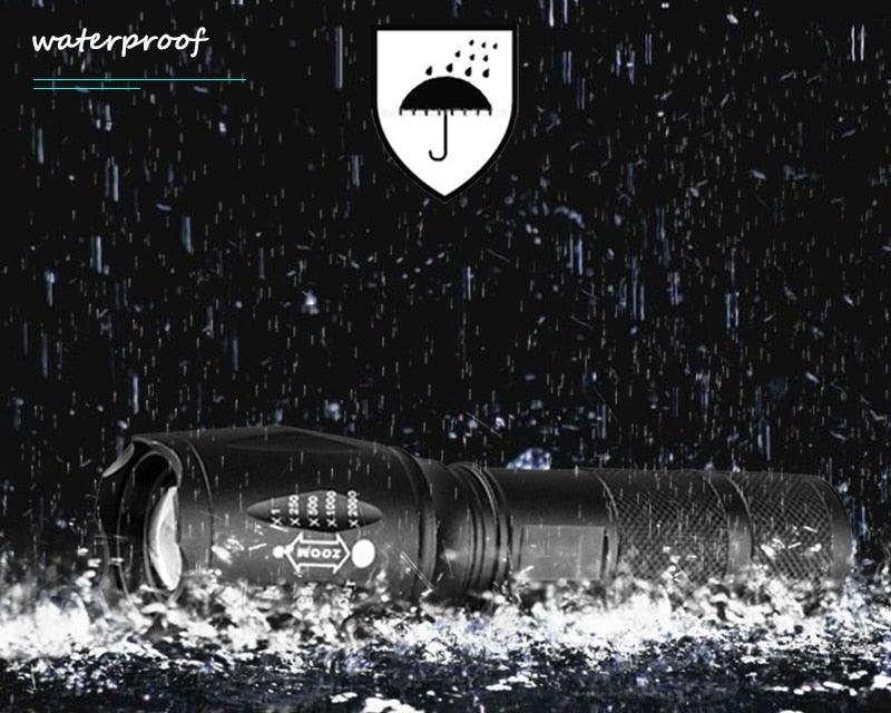 Waterproof Z45 Led Flashlight Ultra Bright Waterproof MINI Torch T6/L2/V6 zoomable 5 Modes 18650 rechargeable Battery for camping tactica Led Mini Water-Resistant Torch Light For Indoor & Outdoor Camping Hiking Accessories Gear