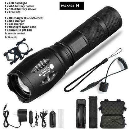Waterproof Z45 Led Flashlight Ultra Bright Waterproof MINI Torch T6/L2/V6 zoomable 5 Modes 18650 rechargeable Battery for camping tactica Led Mini Water-Resistant Torch Light For Indoor & Outdoor Camping Hiking Accessories Gear